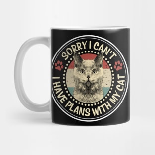 Sorry I Can't I Have Plans With My Cat Retro Vintage Mug